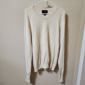 Charter Club 100% Cashmere Cream Club Room V-Neck Pullover Sweater